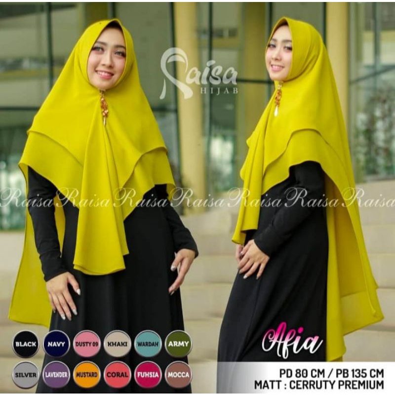 KHIMAR CERUTY RAISA HIJAB KHIMAR CERUTY DUA LAYER PREMIUM KHIMAR SYAR'I JILBAB CERUTY SYAR'I AFIA