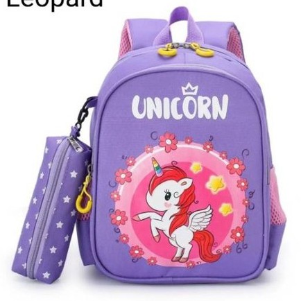 Tas Ransel Anak Perempuan Sekolah TK/SD 2in1 Unicorn Kartun Disney Tas Sekolah Anak Perempuan