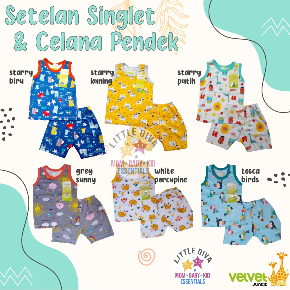 S M L XL XXL Setelan SINGLET &amp; CELANA PENDEK Velvet Junior vv KUTUNG starry night here comes the sun