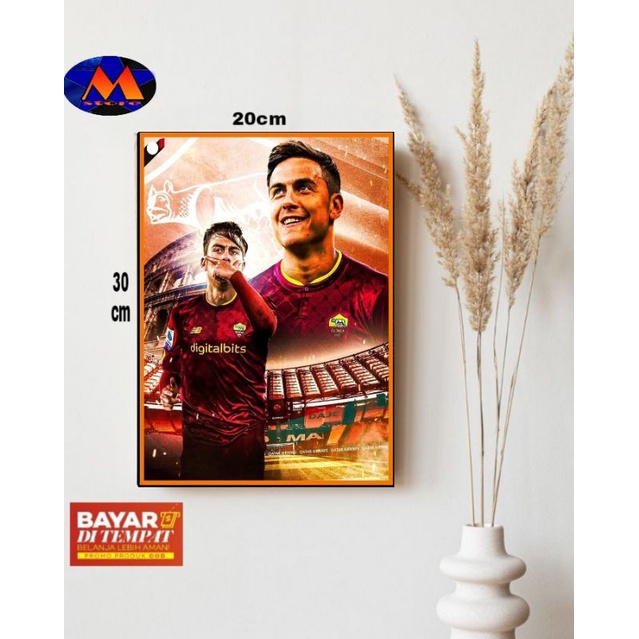 Hiasan dinding paulo dybala/hiasan dinding as roma/poster kayu as roma/walldecor