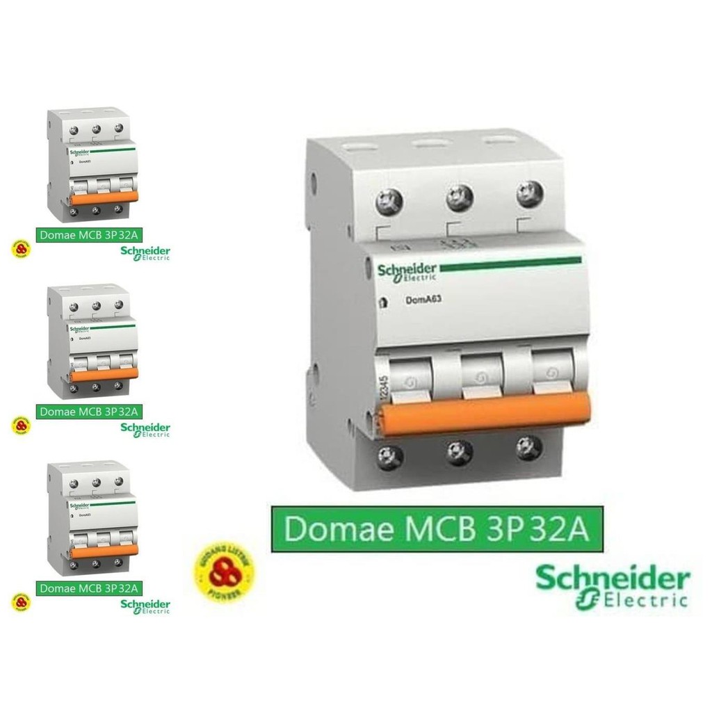 mcb 3p 32a domae schneider dom11352sni mcb 3 phase 32 ampere
