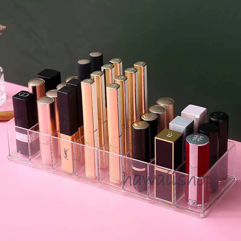 Rak Tempat Lipstick Brush Acrylic Transparan Murah 8 Ruang Sekat Cosmetic Storage Organizer