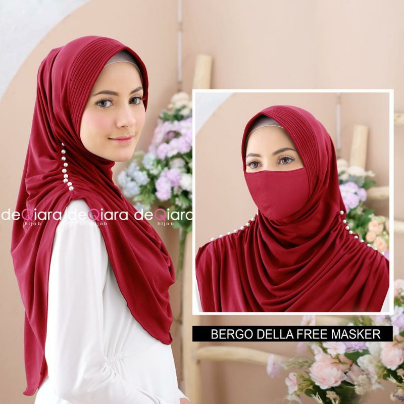 Jilbab Hijab bergo Della jersey premium pad antem busa polos casual original deqiara