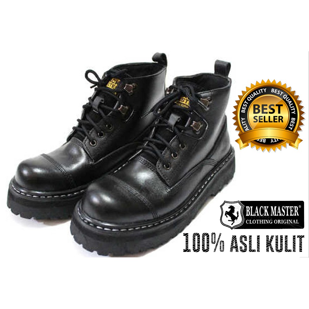 Sepatu Boots High Top Casual Bahan Kulit untuk Pria