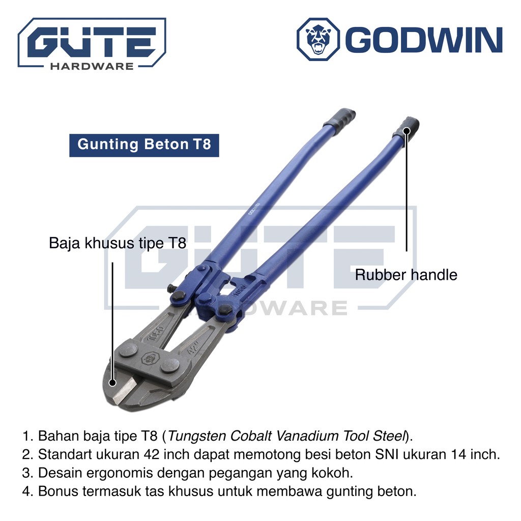 Gunting Beton / Bolt Cutter &quot;Godwin&quot; Uk 24 Inch (600mm) Untuk Besi Beton / Kawat / Rantai