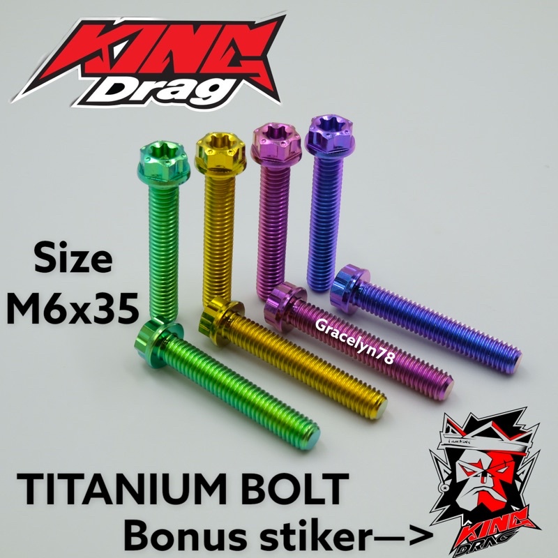 baut TITANIUM m6x35 6x35 baut drat 10 panjang 3,5 cm ORIGINAL KING DRAG BOLT