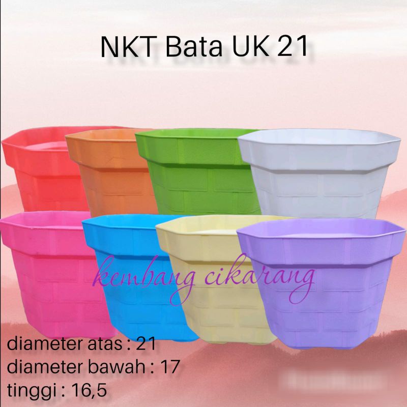 NKT BATA 21 KOTAK SEGI pot bunga plastik motif bata cantik murah bagus grosir