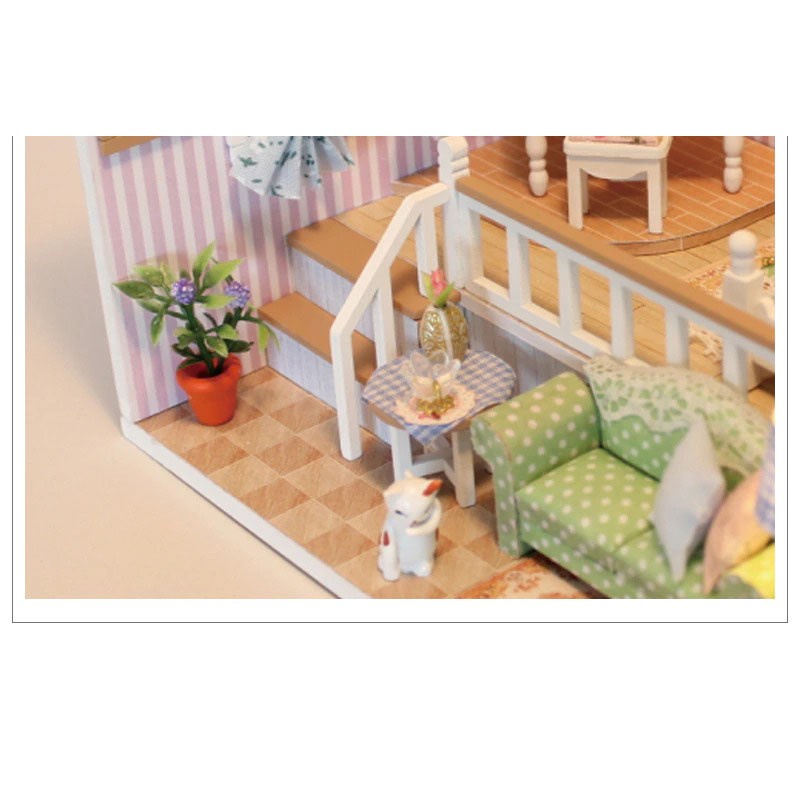 Cute Room Miniatur Rumah Boneka 3D DIY 1:24 with Cover - M026 - Pink