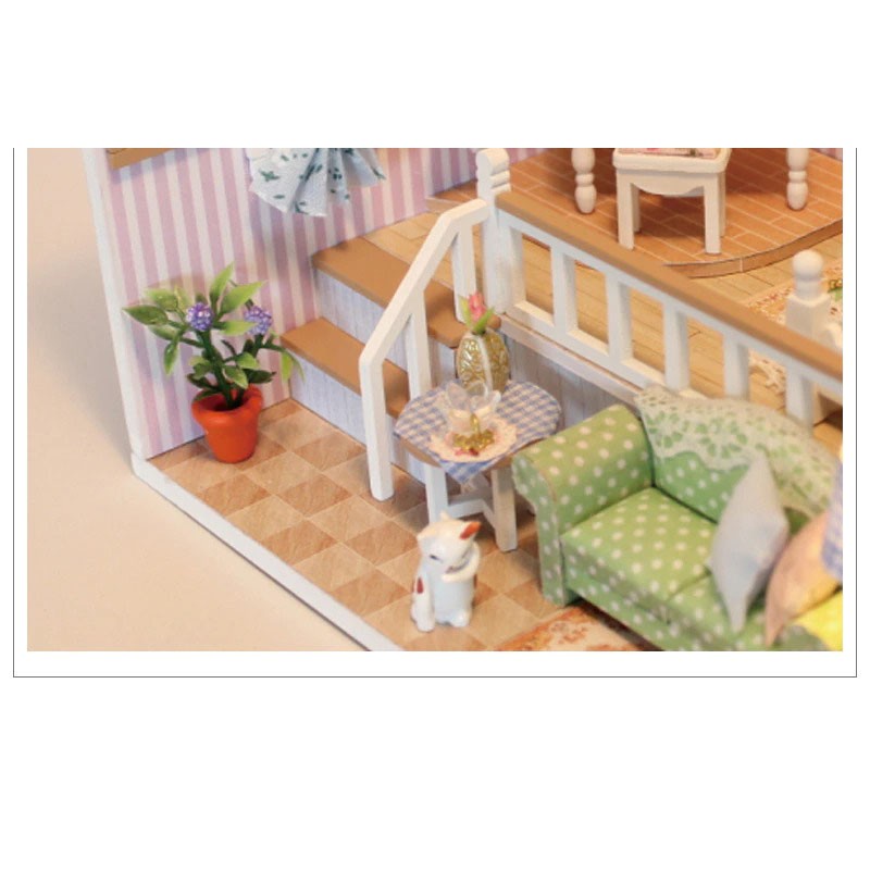 Cute Room Miniatur Rumah Boneka 3D DIY 1:24 with Cover - M026 - Pink