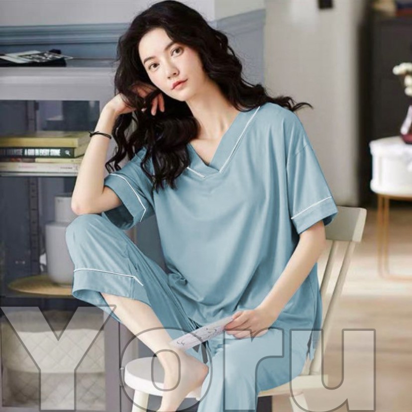 Pamelo PVL Stelan Katun Rayon Adem daily style Baju Tidur wanita Piyama Katun Rayon Korea Style