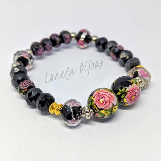 Gelang Tensha Beads Japan ‘BLACK ROSES’