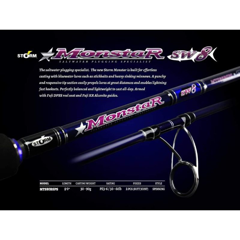 Rod Casting Popping Storm Monstar SW8 PE 3-6