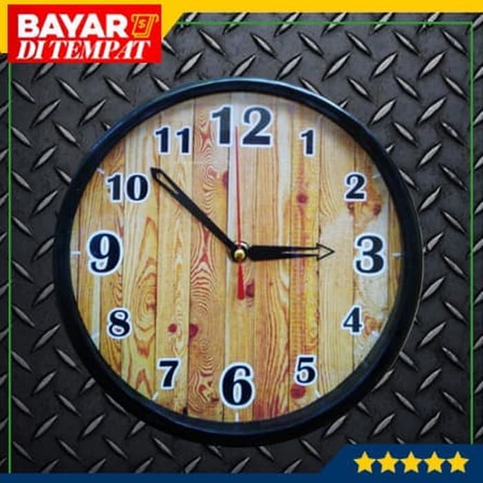 Jam Dinding Tempel Wall Clock Murah Motif KAYU WOOD MW2016