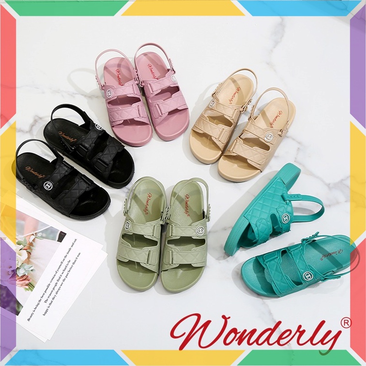 2027-3 Sepatu Sandal Wanita Wonderly Sendal Cewek Tali 2in1 Ban 2 Karet Jelly Empuk Premium Tawana