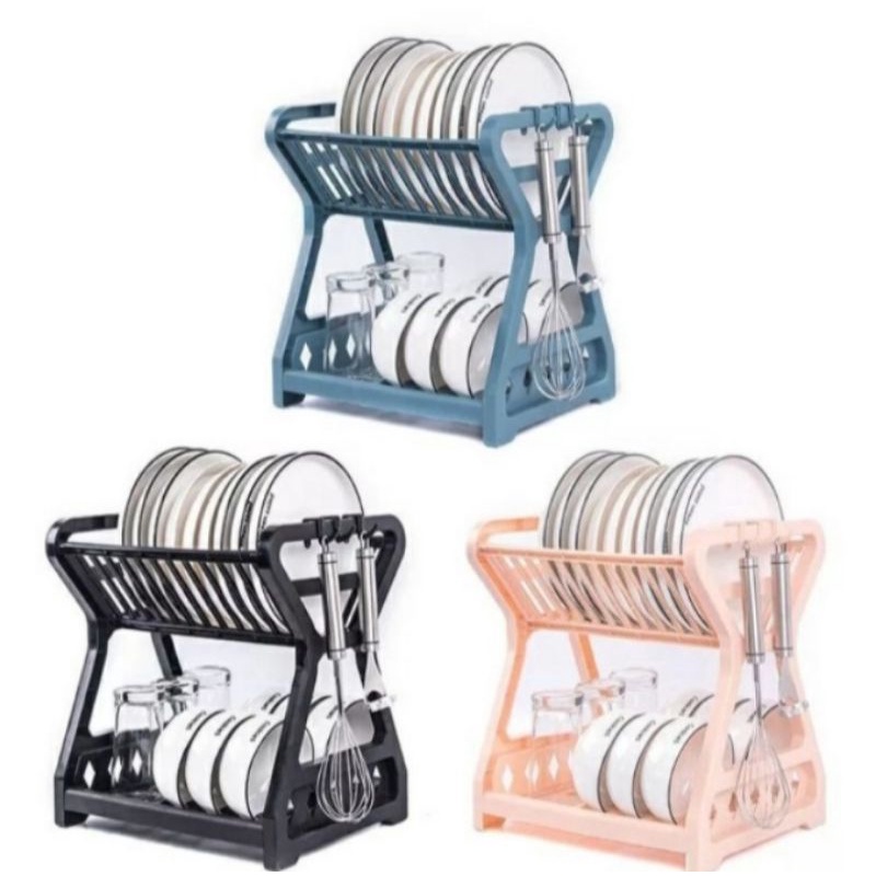 Rak Piring 2 Susun Plastik- 2115/ Rak Piring 2 Susun Plastik /Rak Piring Dapur