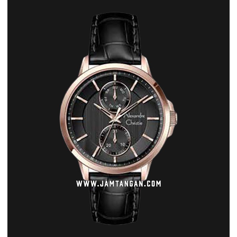 Alexandre Christie AC 6576 MFLRGBA Men Black Dial Black Leather Strap