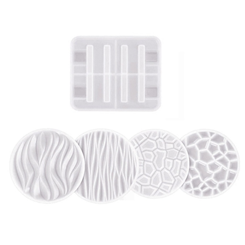 Siy 5pcs / Set Cetakan Silikon Bentuk Bulat / Kotak Motif Variasi Untuk Dekorasi Rumah Diy