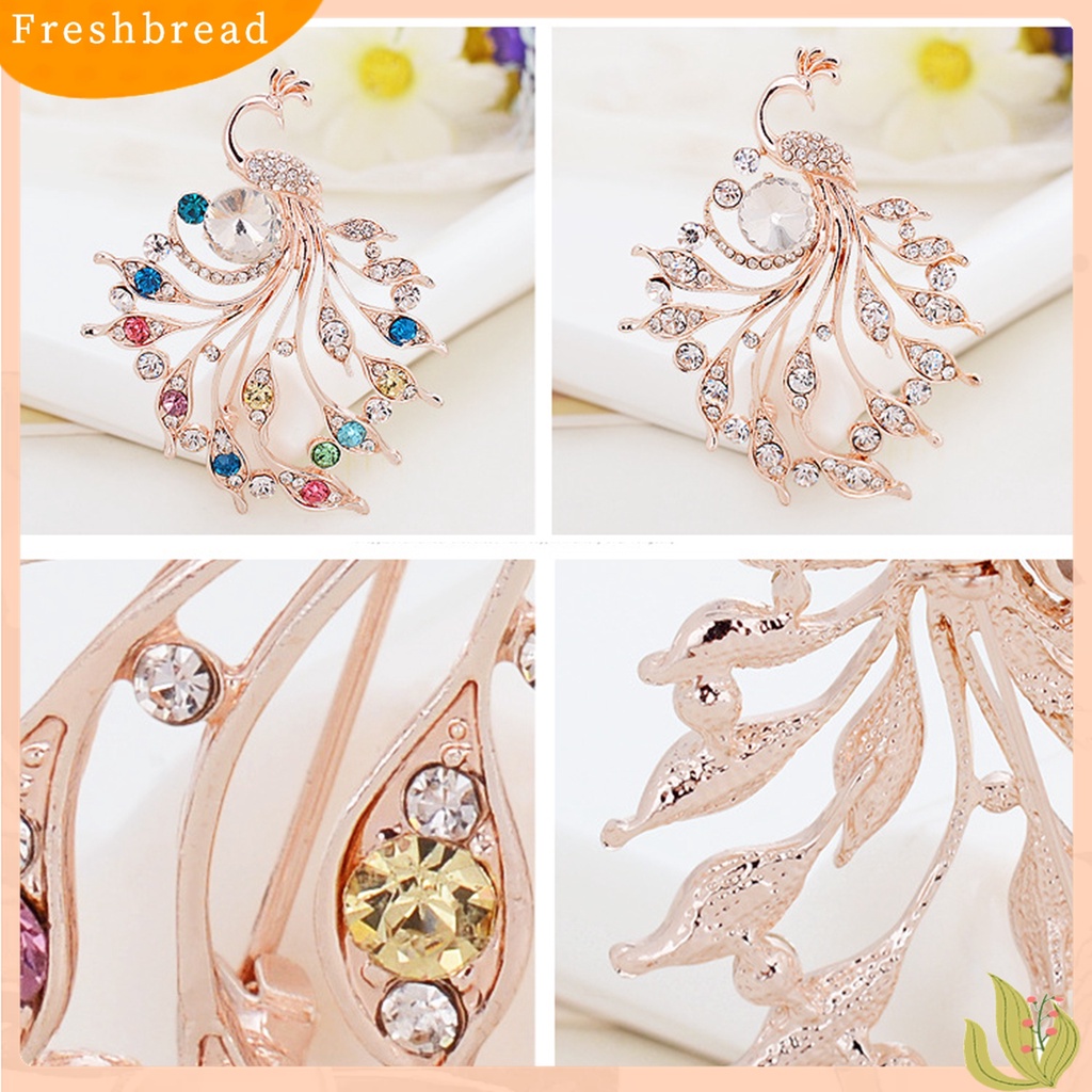 [ TERLARIS]Women Peacock Shape Rhinestone Inlaid Brooch Pin Breastpin Collar Hat Jewelry