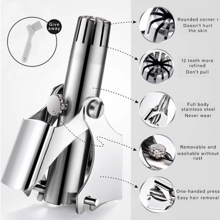 Pemangkas Rambut Hidung Telinga Manual Portabel Bahan Stainless Steel Untuk Pria Dan Wanita