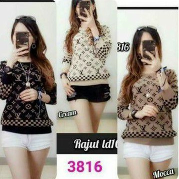 Atasan Sweater LV Rajut Wanita Import