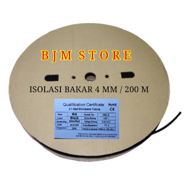 ISOLASI BAKAR 4MM - SELONGSONG BAKAR - HEAT SHRINK 4MM 1ROLL 200M