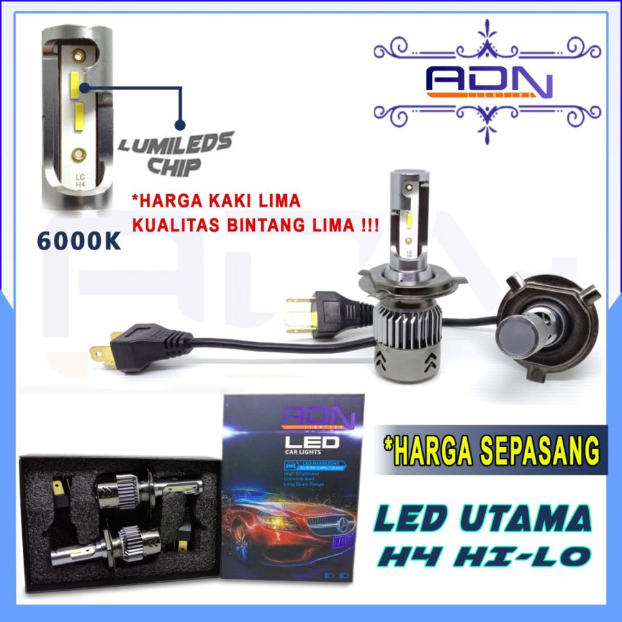 Lampu besar ADN Led H4 Utama Hi Lo Mobil Motor Sepasang GARANSI 6 BULAN