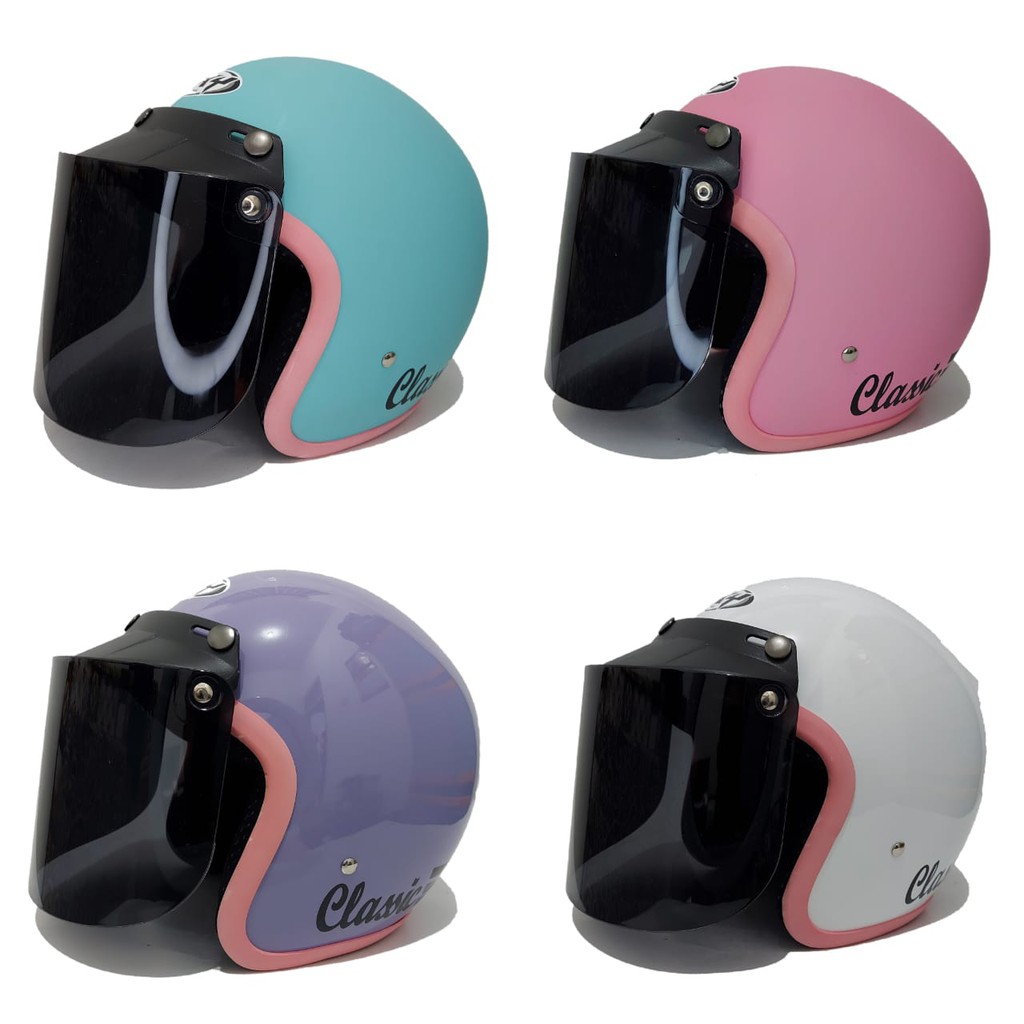 Helm Bogo Wanita Dewasa Retro SKY SNI Warna Pastel