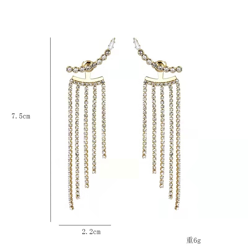 1 Pasang Anting Juntai Panjang Hias Berlian Imitasi Bahan Zirkon Gaya Vintage Korea Untuk Wanita