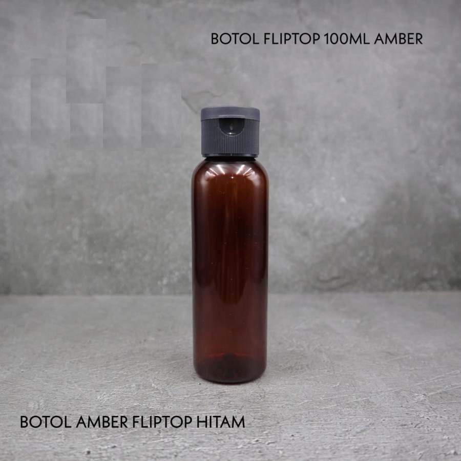 BABEE - BOTOL AMBER 100ML FLIPTOP / BOTOL PLASTIK 100 ML COKLAT AMBER TUTUP FLIPTOP