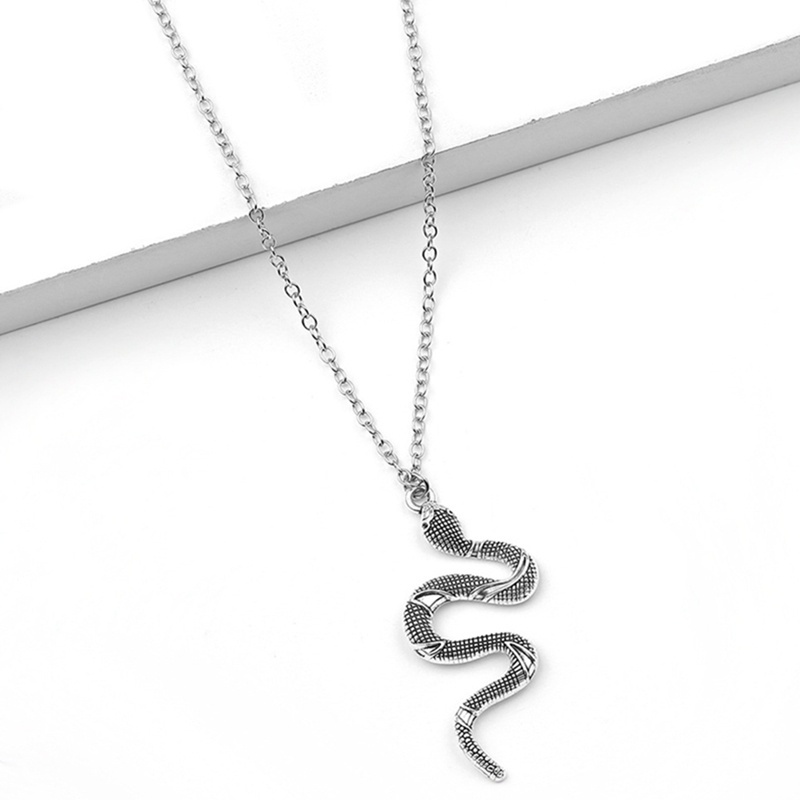 Unisex Silver Snake Serpent Necklace Pendant Jewellery Long Chain 18&quot; / 45.7cm