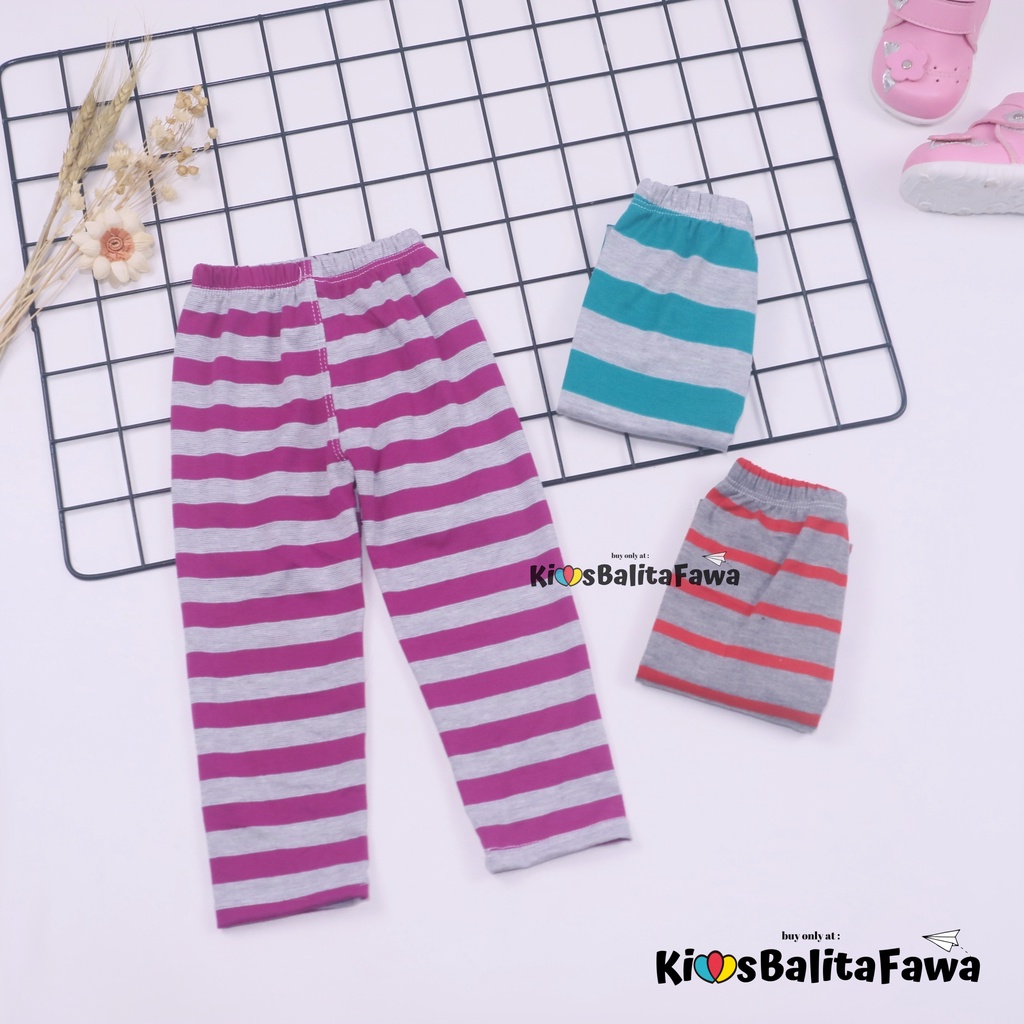 Legging Motif Salur uk 1-2 Tahun / Celana Salur Panjang Anak Perempuan Legging Pants Ketat Adem