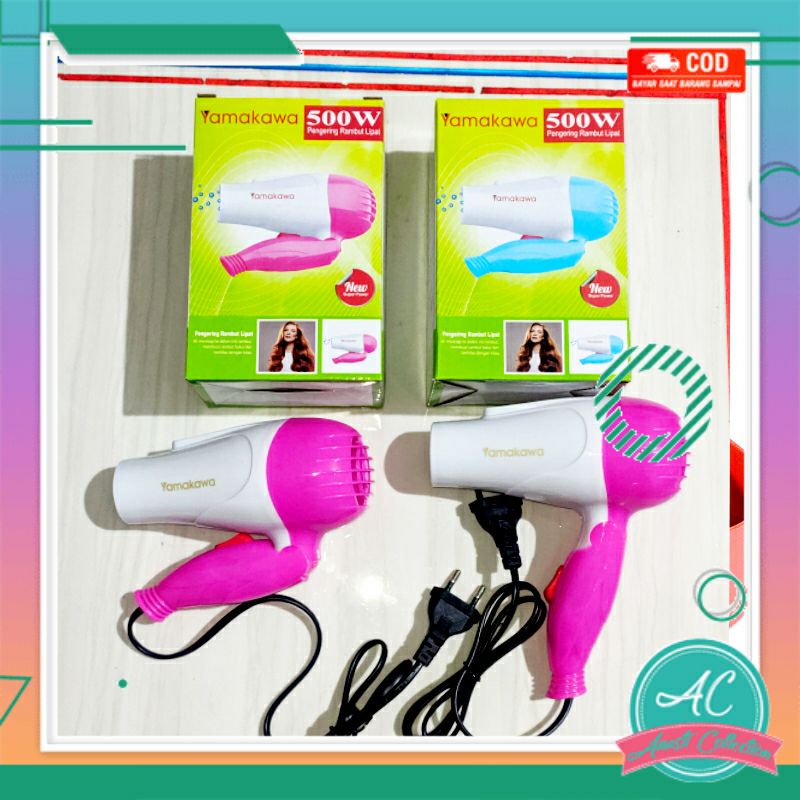 Alat pengering rambut elektrik hairdryer lipat listrik portable 500W hair dryer pemanas rambut