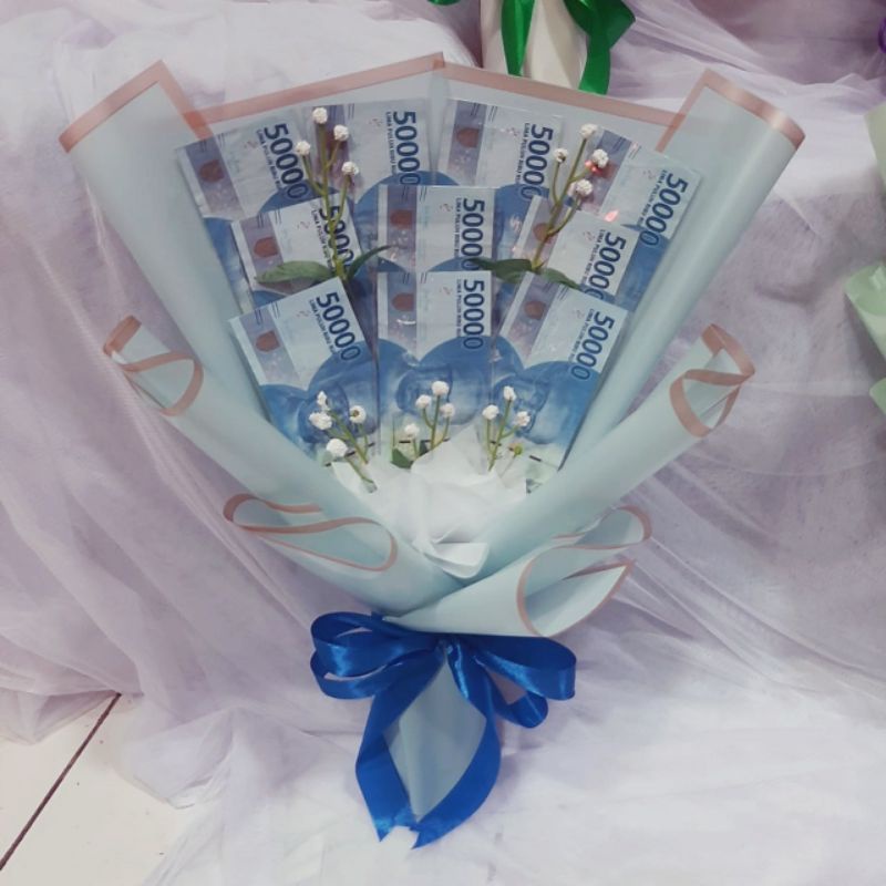 custom money bouquet 50k 9 lembar