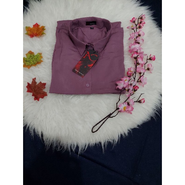 Baju Kemeja Wanita | Kemeja Cewek Lengan Panjang | Kemeja Premium | Kemeja Katun Wanita-Lilac K01