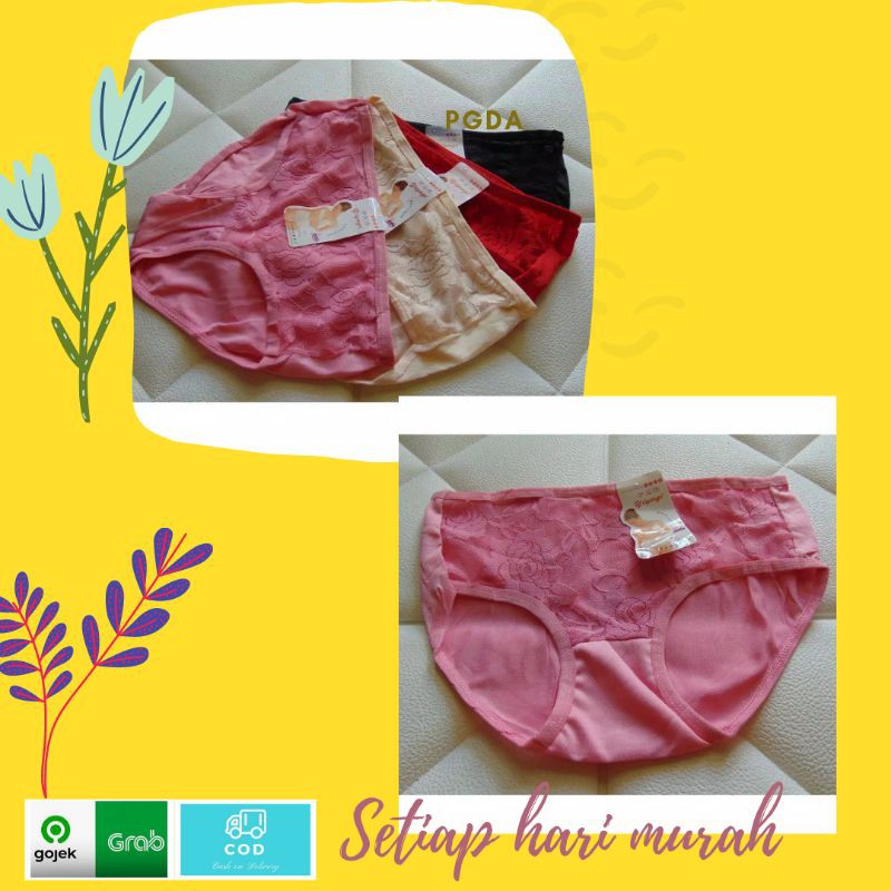 PGDA - 6Pcs CD Remaja Renda Brukat Terawang / CD Brukat / Cd Wanita Brukat