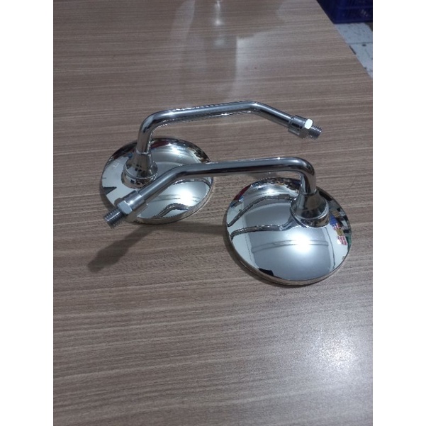 Spion Bulat Retro Clasic Chrome Vespa Chrome Kaca Cembung Universal