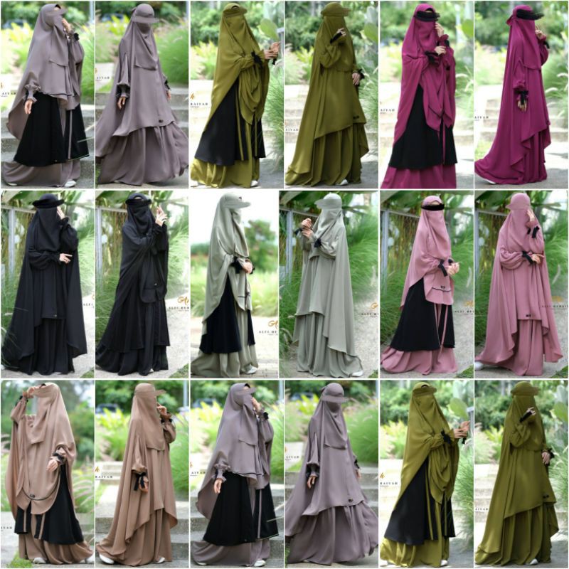 GEULIS BY ALFI HURAIYAH | Gamis Geulis set Khimar Geulis AlfiHuraiyah | set Gamis Syar'i Cadar