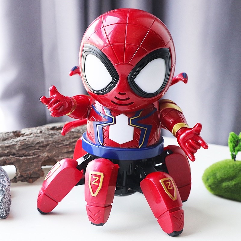 SPIDER ROBOT JOGET SPIDERMAN KAKI ENAM MUSIK LAMPU HEXAPOD DANCER SUPER HERO MARVEL AVENGERS