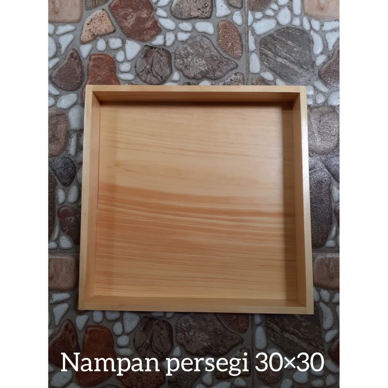 Nampan Kayu / Baki Kayu Pinus 30x30x5 cm Tanpa Lubang