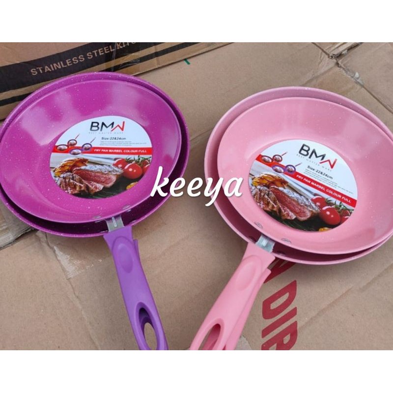 Teflon set marble pink, ungu dan merah