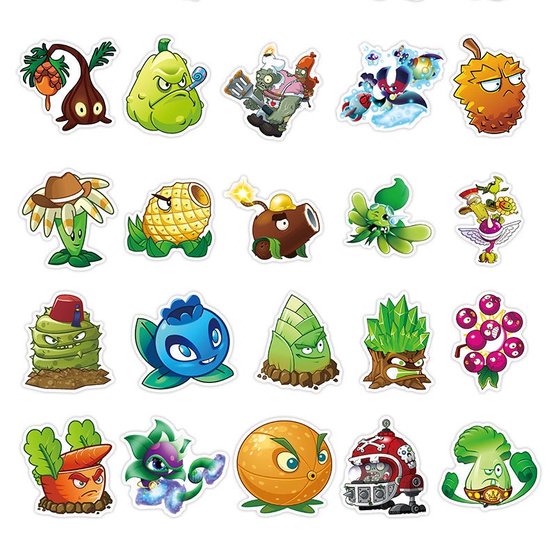 100 buah Plants vs Zombies bagasi stiker lucu kartun gitar kulkas ipad komputer stiker koper stiker