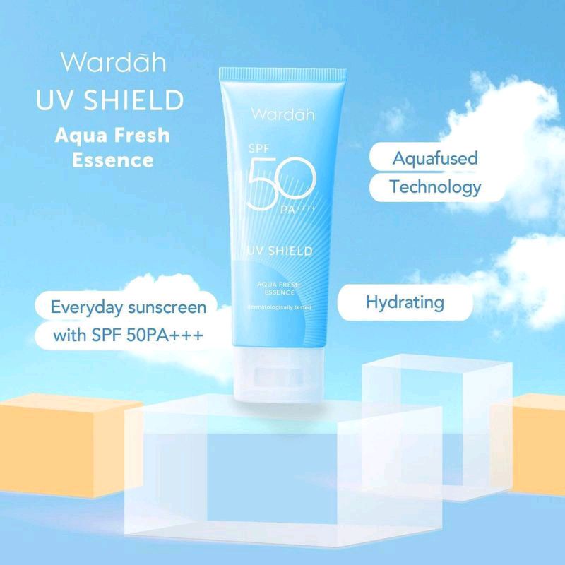 Wardah UV shield Aqua Fresh Essence SPF 50 PA++++ 100% ORIGINAL! ASLI! HARGA PROMO!