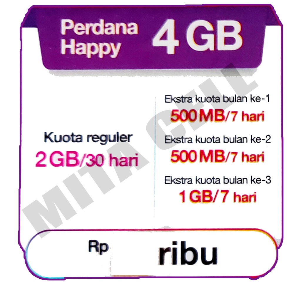 Jual KARTU PERDANA TRI 2,5GB Happy 4GB Indonesia|Shopee Indonesia