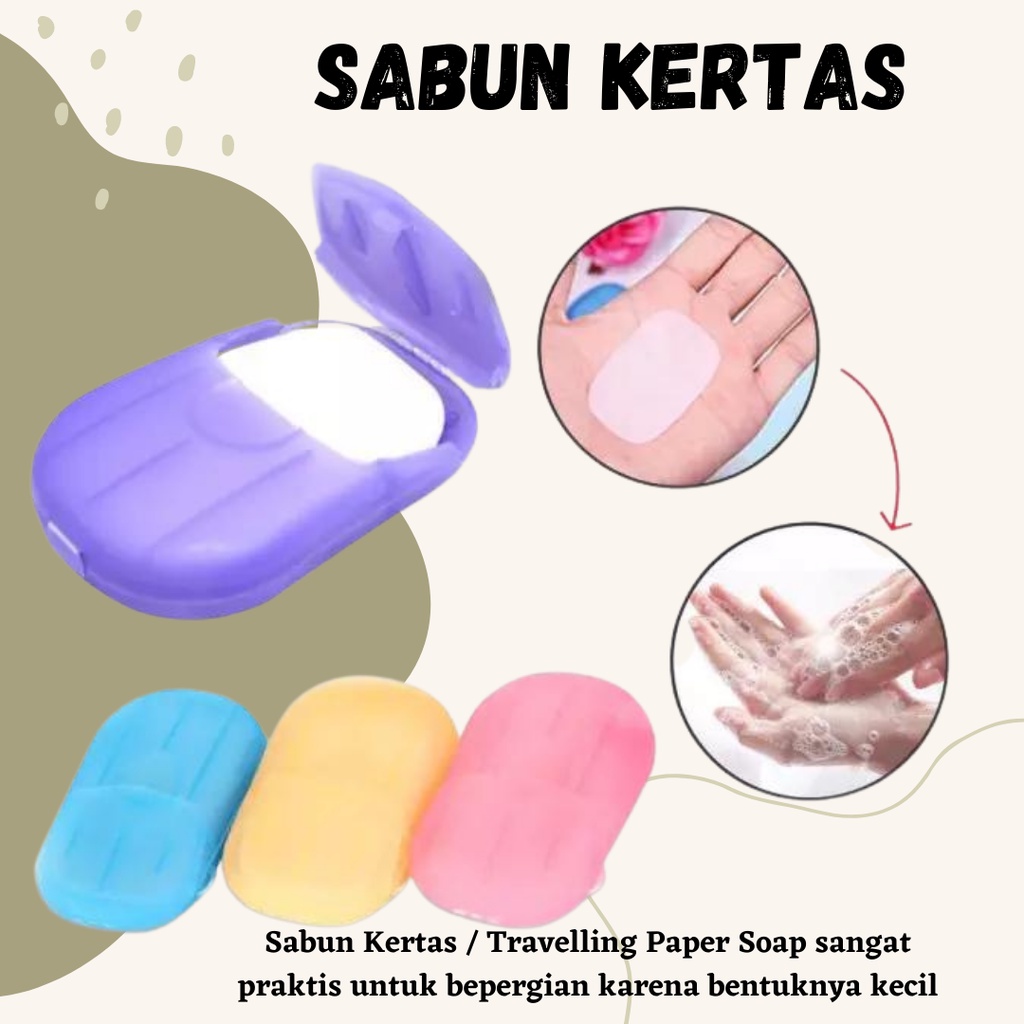 [20 PCS] SABUN KERTAS CUCI TANGAN / DISPOSABLE HAND WASHING TABLET TRAVEL CARRY TOILET SOAP PAPER