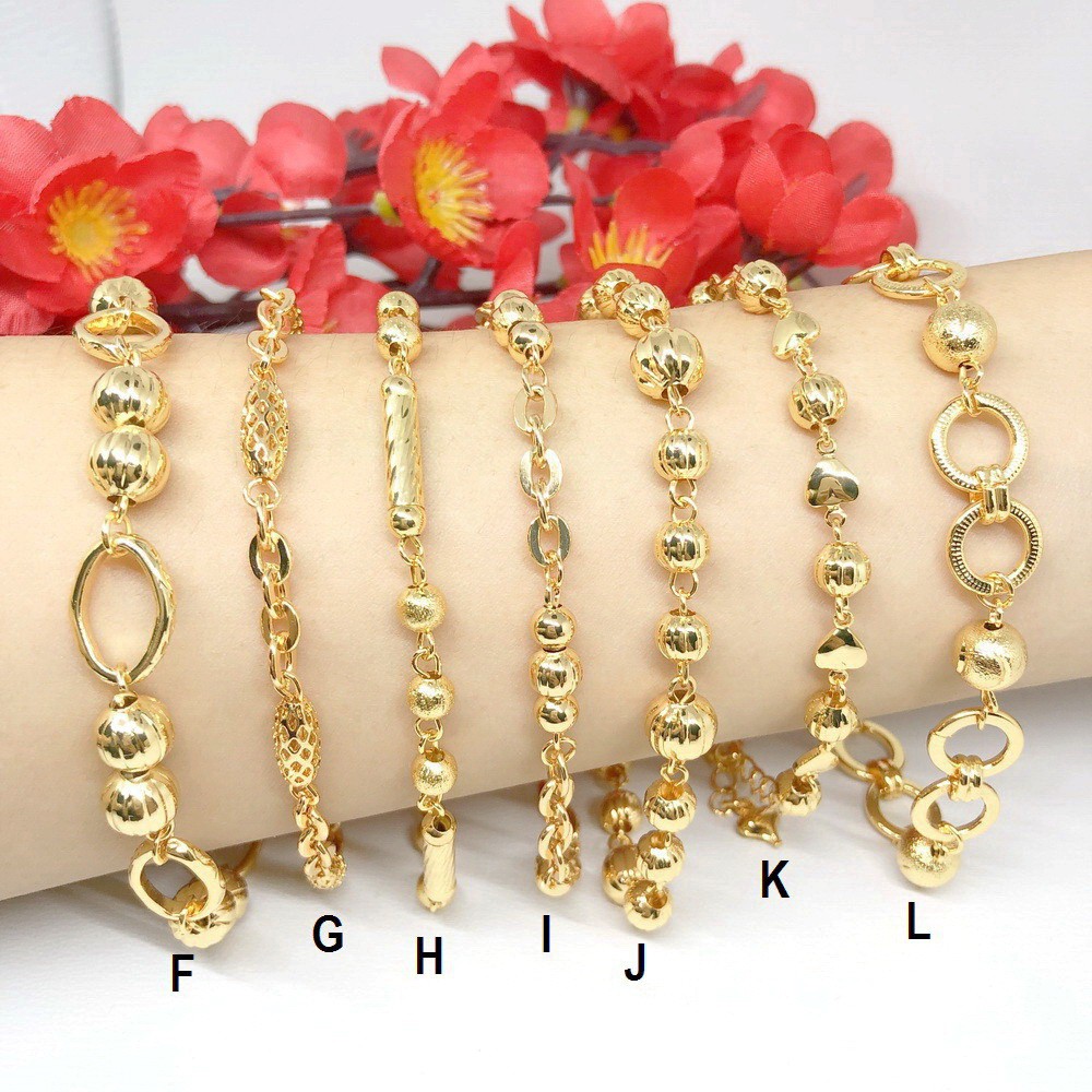 Gelang Tangan Plat Rantai Mata Xuping Wanita Warna Emas Gold - BB138