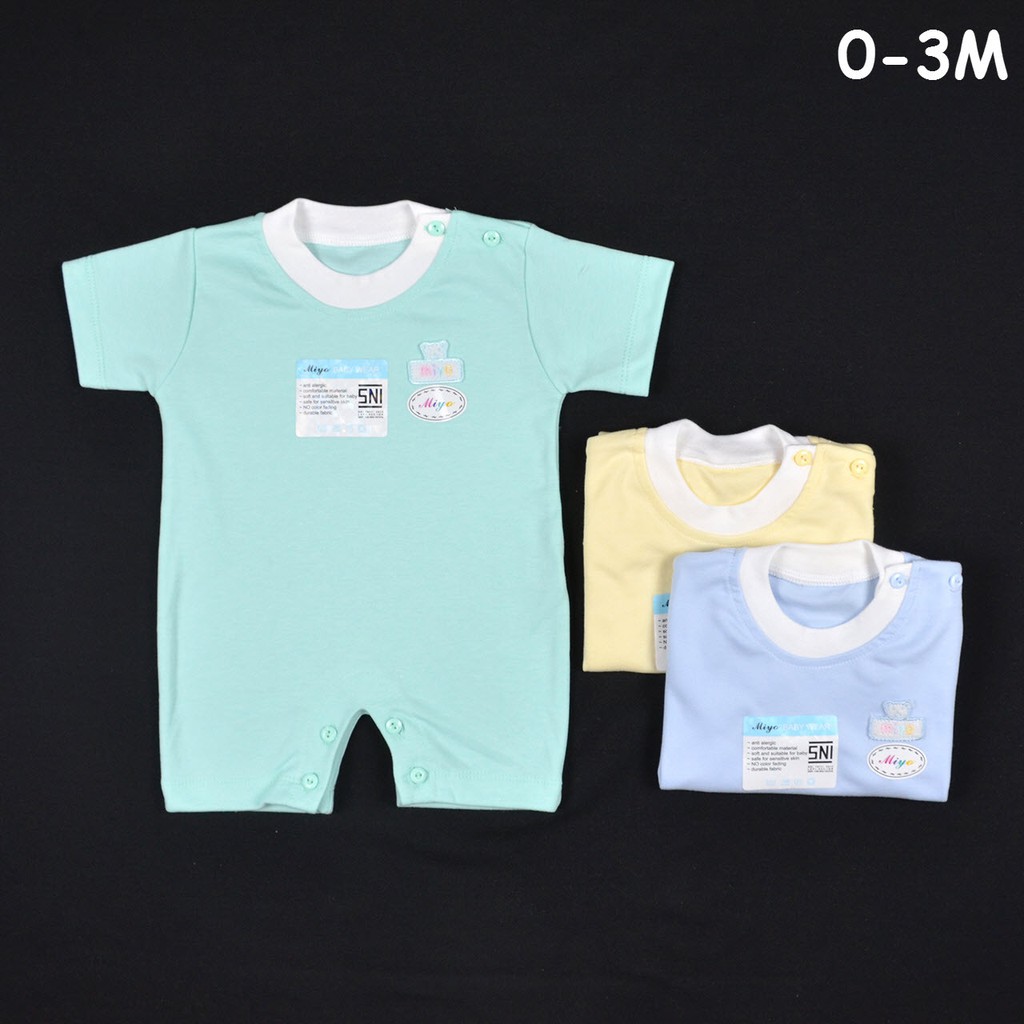 MIYO Baju Kodok Segiempat / Romper Bayi/Baby Warna Newborn (0-3M)| Sleepsuit / Perlengkapan Bayi