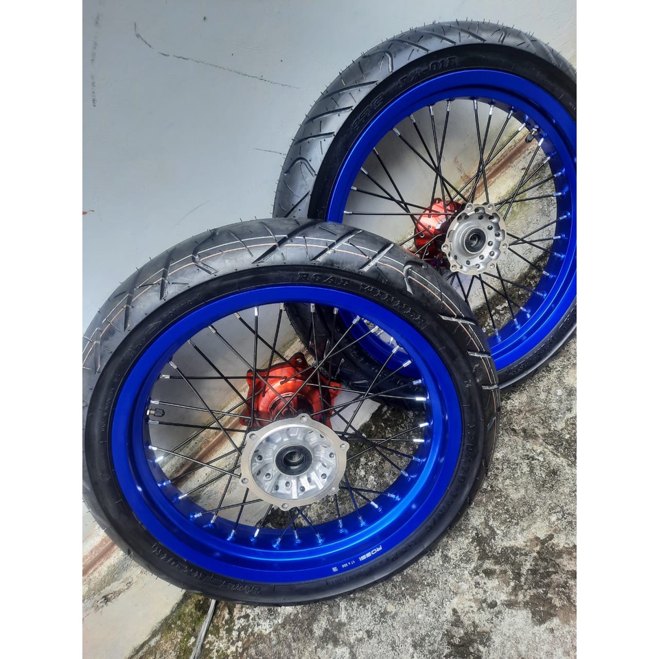 WHEELSET BAN SET SUPERMOTO YAMAHA WR155 VELG ROSI SUPERMOTO YAMAHA WR155