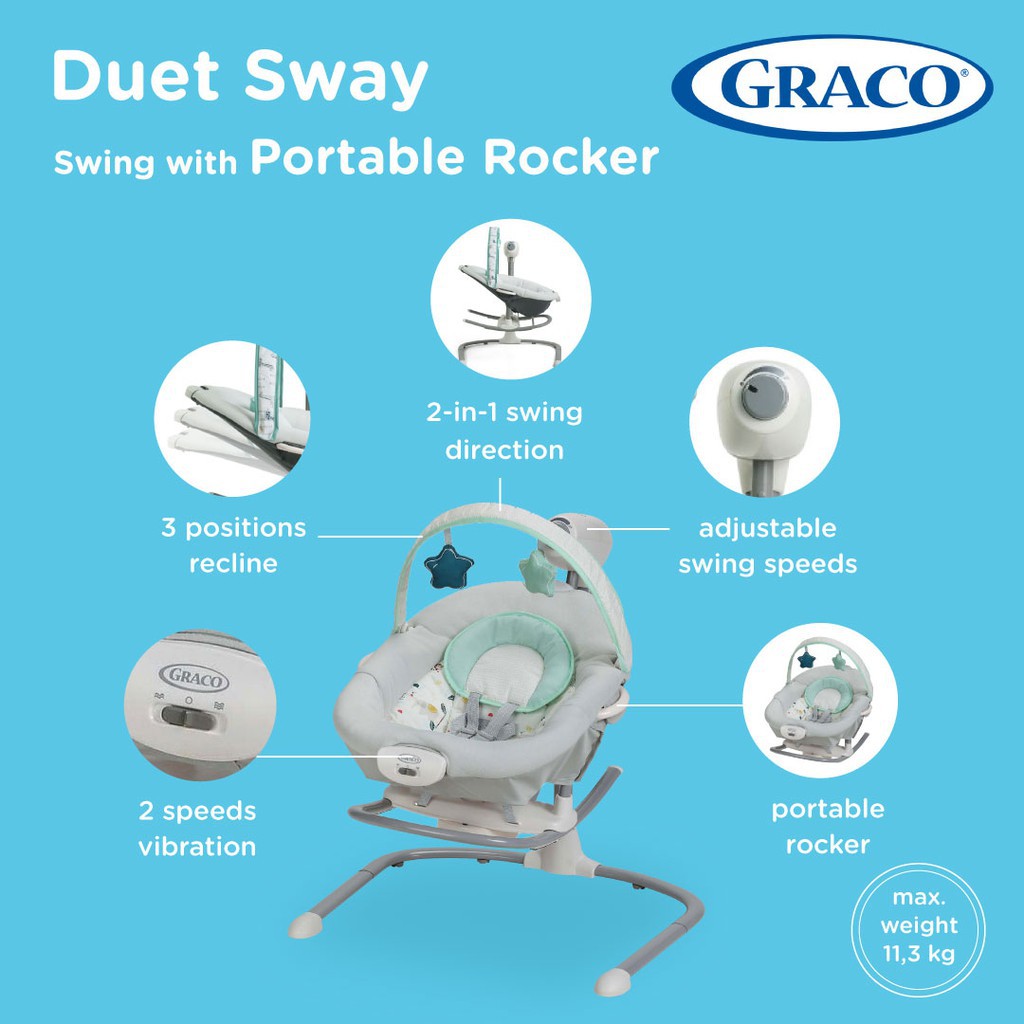 Makassar - Graco Duet Sway Swing with Portable Rocker-Lilo 2036293 | Bouncer Swing Graco