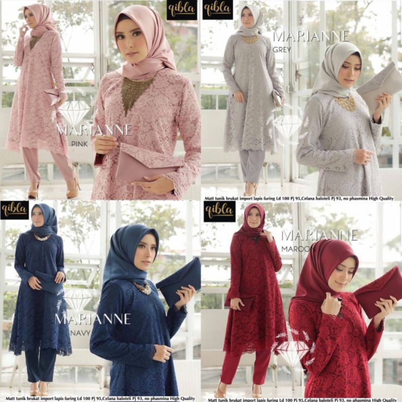 Marianne Set Celana / Baju Kondangan Tunik tille + Celana