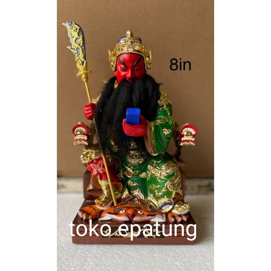 patung dewa rupang dewa kwan kong kwan kung guan yu duduk fiber 8 inch